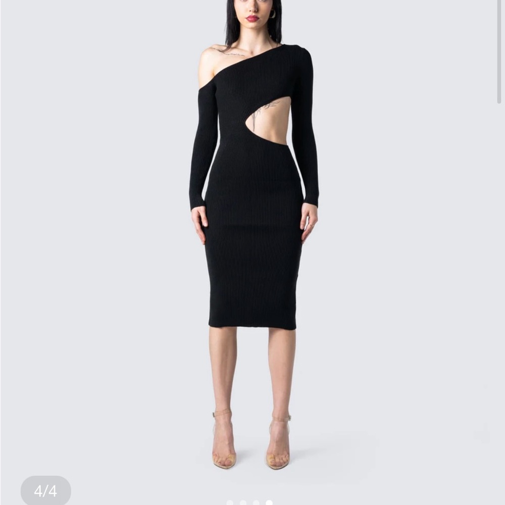 Finesse Black Asymmetrical Cutout Dress